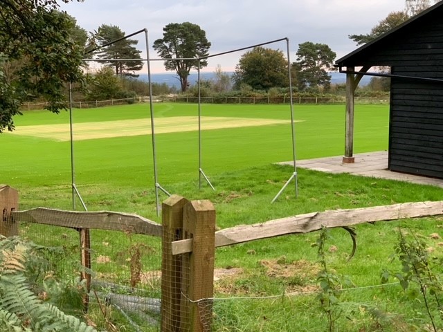 Coldharbour - New Grass on cricket pitch